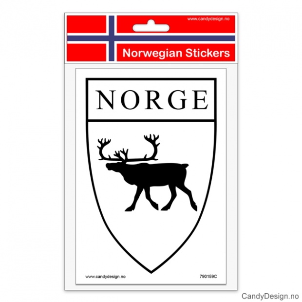 Suvenir klistremerker med reinsdyr og Norge