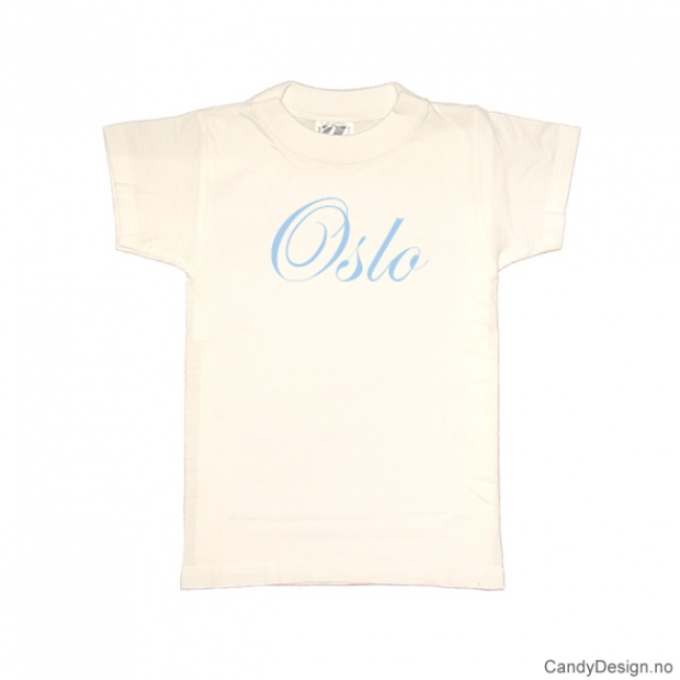 M - Ladies Classic T-shirt Oslo white w/light blue print