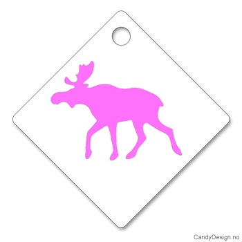 Hengende firkantet refleks med rosa elg