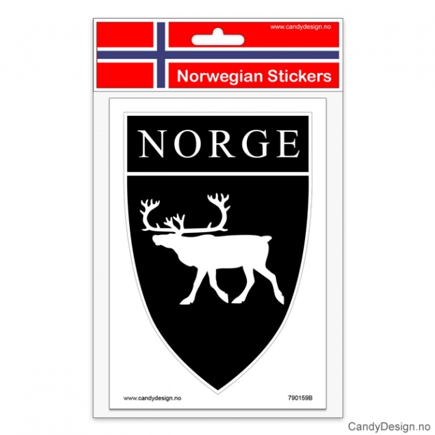 Suvenir klistremerker med reinsdyr og Norge