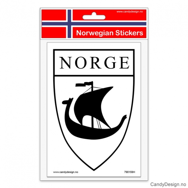 Suvenir klistremerker med vikingskip og Norge